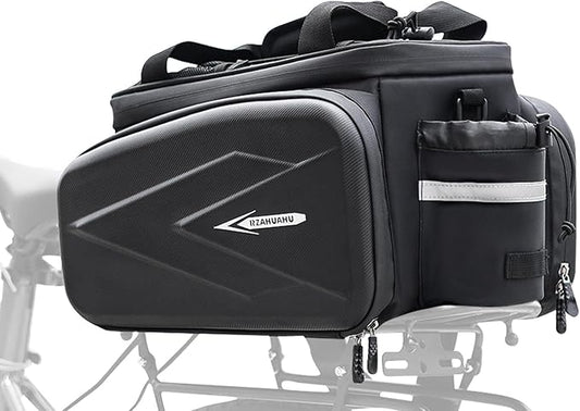 Bike Rack Bag, 20L EVA Hard Shell Bike Trunk Rear Rack Bag Bike Panniers Expandable 3 in 1 Waterproof Tin foil Insulation Bike Bag With Rain Cover for Commute Shopping Cycling Trip