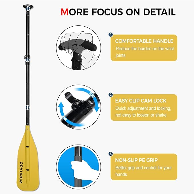 Canoe Paddle with Aluminum Shaft and PP Blade, Adjustable Paddle for Canoeing, Boating and Rafting, 4-5 Ft (122-152 cm)