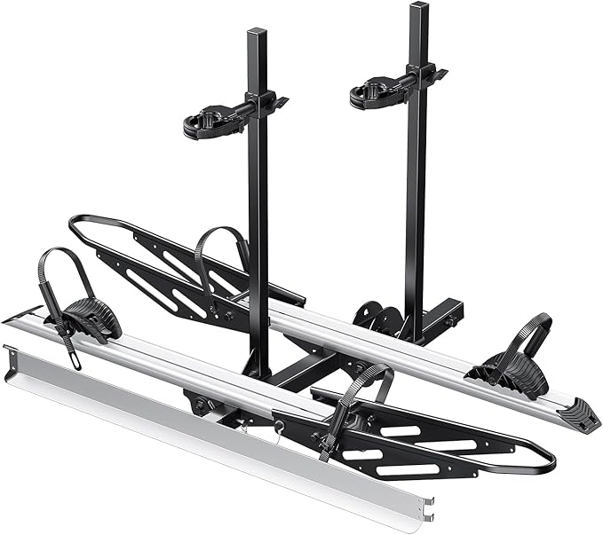 Young Hitch Mount Bike Rack with Ramp, 200 lbs. Capacity for 2 E-Bikes, Fat Tire and Standard, fits Cars, SUVs, RVs, Trailers with 2 Inch Receiver