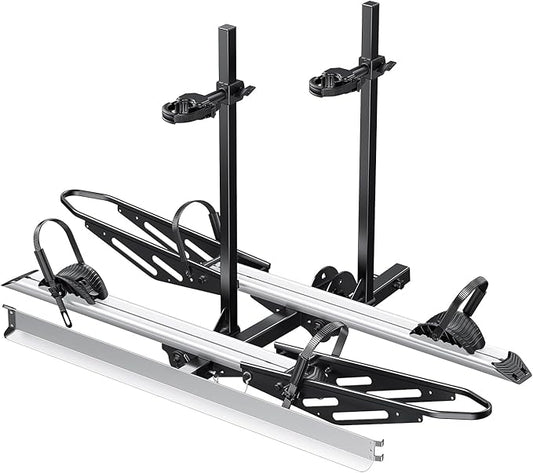 Young Hitch Mount Bike Rack with Ramp, 200 lbs. Capacity for 2 E-Bikes, Fat Tire and Standard, fits Cars, SUVs, RVs, Trailers with 2 Inch Receiver