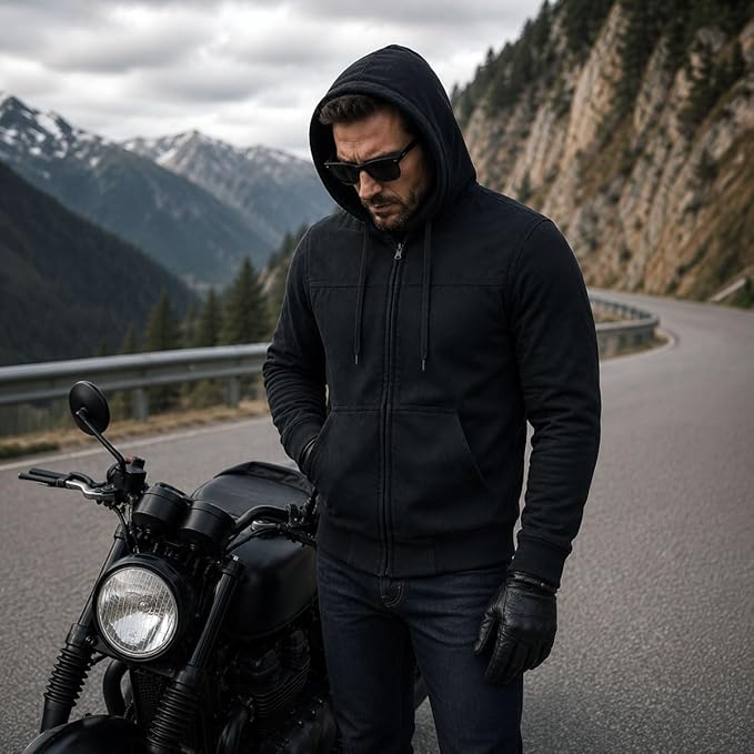 Milwaukee Leather MPM1788 Men's Black CE Approved Armored Hoodie (4X-Large)