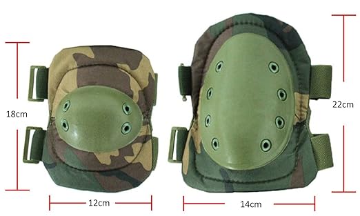 Tactical Knee Pad Elbow Pad Set Airsoft Knee Elbow Protective Pads Combat Paintball Skate Outdoor Sports Safety Guard Gear (Woodland, M, 4pcs Set)