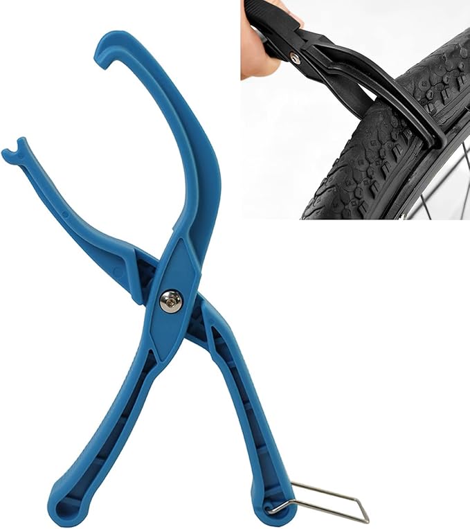 Bike Tire Pliers Rim Protector Tool Bike Tyre Removal Clamp Bicycle Tyre Tool Bike Rim Protector Hand Tire Lever Bead Tool Convenience Road Mountain Bike Tire Changer for Hard to Install Bike (Blue)