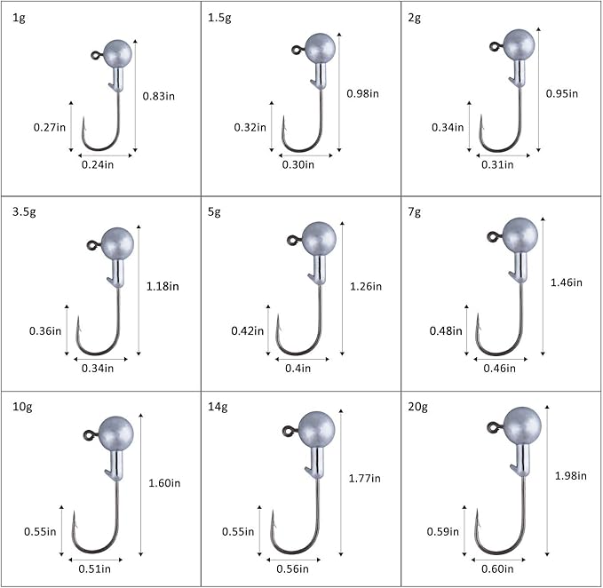 Goture Round Lead Jig Head Hooks for Freshwater & Saltwater Fishing, Swimbait Jig Heads with Fishing Box, Ideal for Trout & Bass
