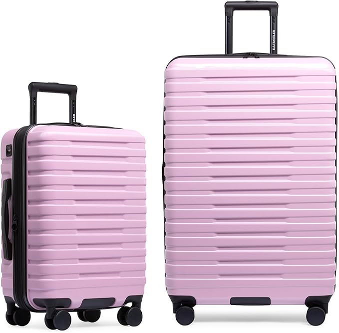U.S. Traveler Boren ハードサイドスピナー荷物 アルミニウムハンドル付き ラベンダー 2点セット