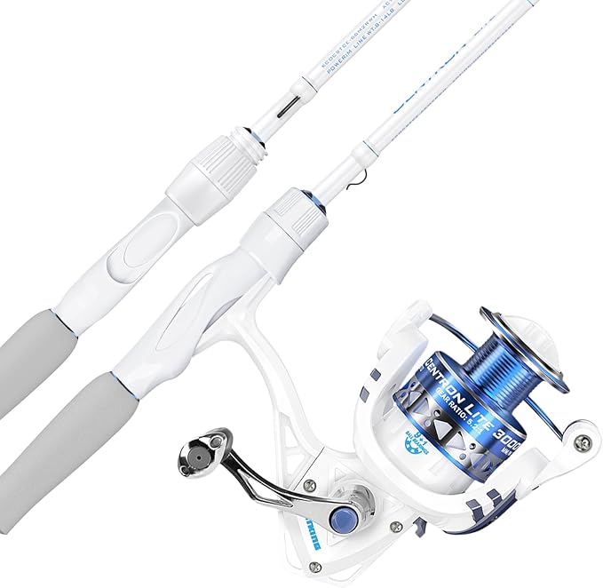 KastKing Centron Lite 釣り竿とリールコンボ、IM6 グラファイト2ピースブランクス、セラミックリング付きステンレススチールガイド、曲線状EVAハンドル＆ファイティングバット、スプリットまたはフルリアハンドルデザイン、13モデル