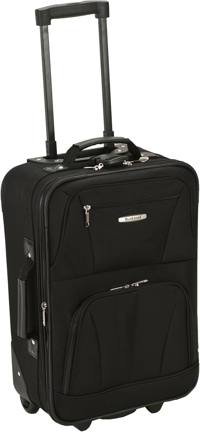 Rockland Fashion ソフトサイド アップライト荷物セット 拡張可能 ブラック 2点セット (14/19)