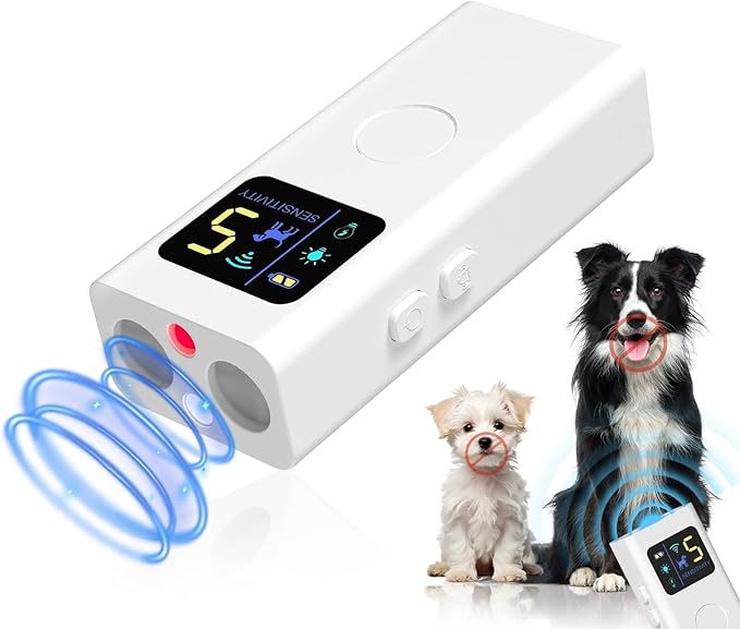 Dog Bark Deterrent Devices,Multi-Functional Anti Barking Device for Dogs Up to 30 Ft Effective Control Range,3 Modes & LED Light Dog Barking Silencer for All Small & Medium Dogs
