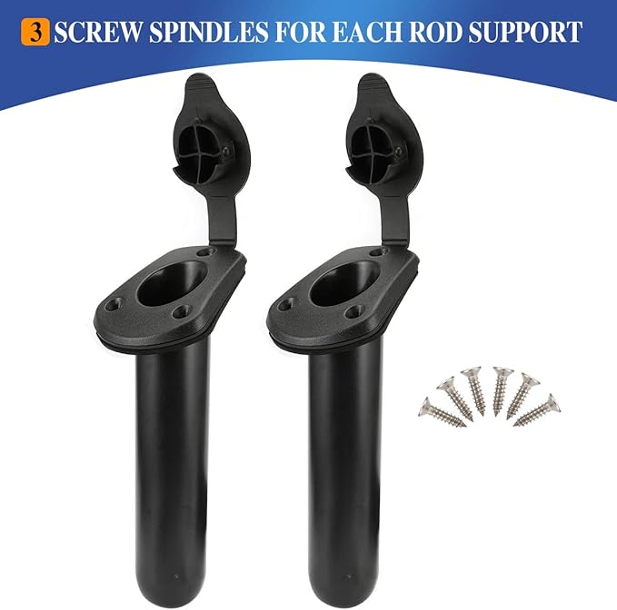 2 Pcs Kayak Deck Plastic Flush Mount Fishing Boat Rod Holders and Cap Cover, Fishing Tackle Accessory Tool