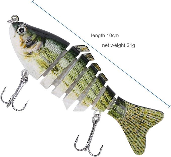 Lifelike Fishing Lures for Bass, Trout, Walleye, Predator Fish - Realistic Multi Jointed Fish Popper Swimbaits - Spinnerbaits Lure Fishing Tackle Kits - Freshwater and Saltwater Crankbaits - 3 Pack