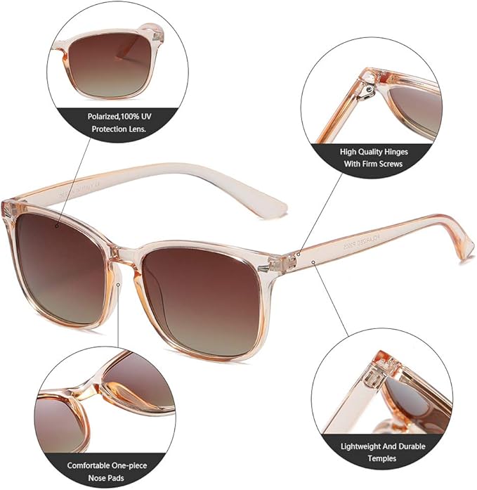 DUSHINE 偏光サングラス レディース クラシックレトロスタイル UV400保護
