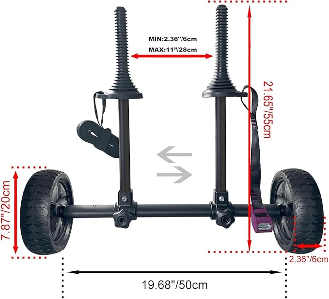 Kayak Cart Kayak Carrier Adjustable Width Fit for Kayaks Canoes with Scupper Holes