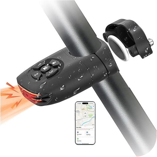 NUNET Brake Light Bike Locator GPS AirTag Anti-Theft 3-in-1 Smart Tail Light with Tracker, 105dB Alarm, Hidden AirTag Slot, Auto Brake Alert, IP65 Waterproof, Long Battery Life