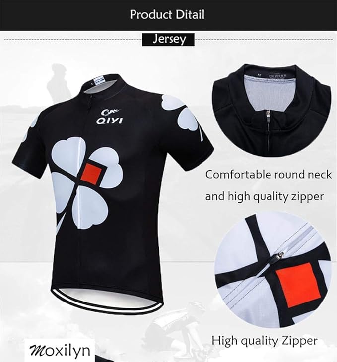 Men's Quick-Dry Cycling Jersey Set Road Bike Bicycle Shirt + Bib Shorts with 9D Gel Pad MTB Riding Clothing Kit