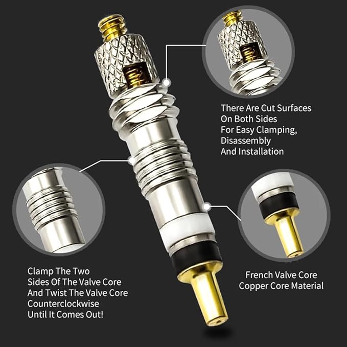 Presta Valve Core Kit Valve Stem Removal Tool Detachable Universal for Tubeless Road MTB Bike Bicycle Tires Repair 10pcs