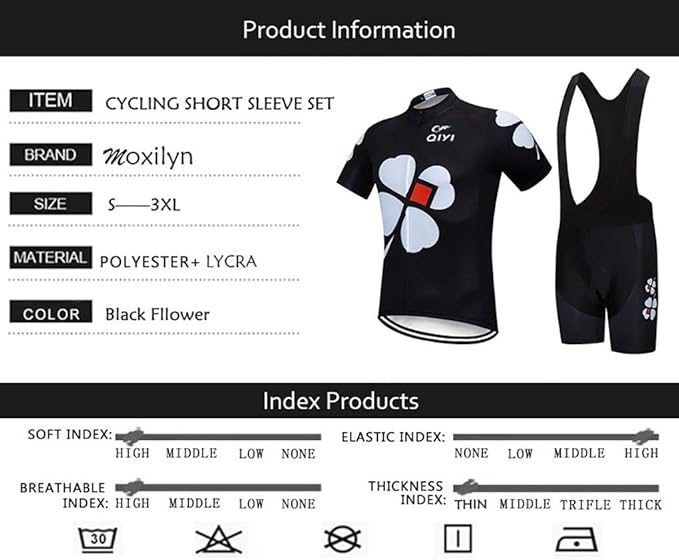 Men's Quick-Dry Cycling Jersey Set Road Bike Bicycle Shirt + Bib Shorts with 9D Gel Pad MTB Riding Clothing Kit