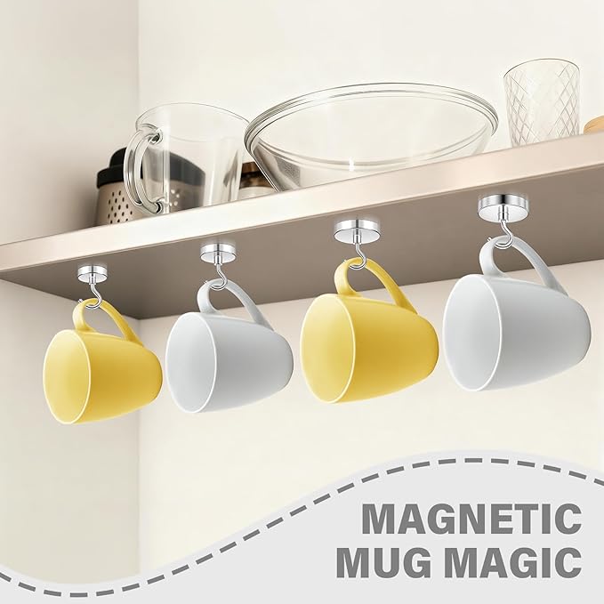 Magnetic Hooks for Cruise Cabins, 130lbs Silver Cruise Ship Magnetic Hooks for Hanging, Strong Magnets Heavy Duty, Locker Organizer, Household Essentials, Cubicle Accessories, 4 Pack