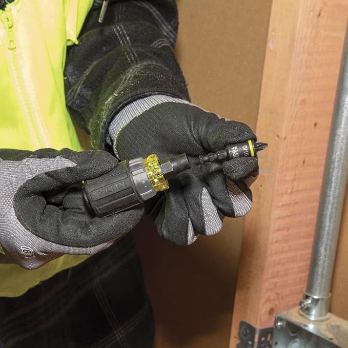 Klein Tools 32561HDRT KNECT 7-in-1ラチェットスクリュードライバー、耐衝撃性、スタビー、プラスビット、マイナスビット、3ナットドライバー、アダプター、7点セット
