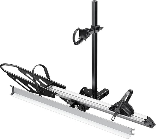 YOUNG ELECTRIC Single 1-Ebike Rack Hitch Mount with Ramp Foldable Bike Carrier 100 lbs. Capacity for Cars SUV Truck Trailer and RV