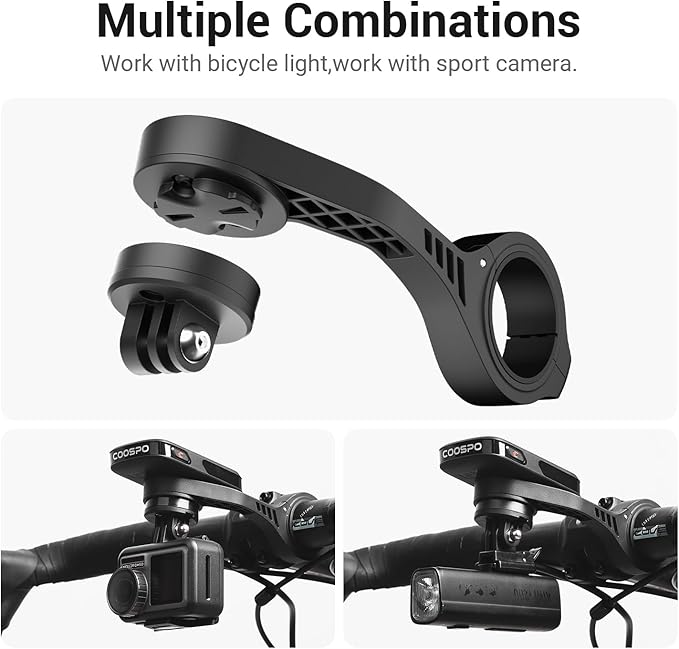 CooSpo Bike Computer Out Front Mount MT5S, Compatible with Garmin and GoPro, Bike Computer Mount Adapter for Handlebar 25.4mm/31.8mm