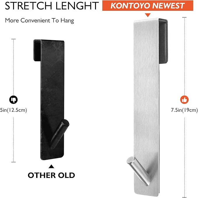 Shower Door Hooks(7.5 Inch),Extended Over Door Hooks for Bathroom Frameless Glass Shower Door,Stainless Steel Towel Hooks,Heavy Duty Rack Hooks for Robe,Towel-3 Pack-Silver