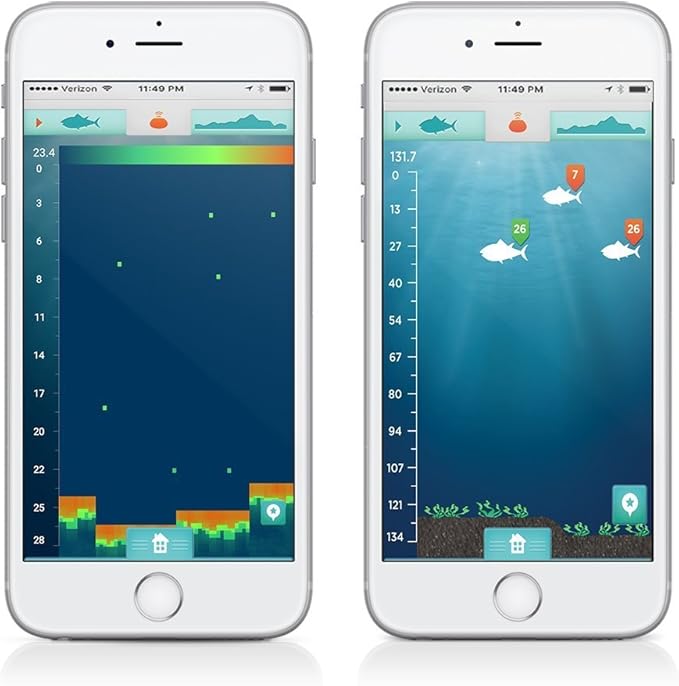 Reelsonar iBobber portable wireless bluetooth fish finder depth finder with depth range of 135 feet 10+ hrs battery life with IOS & Android App Wireless and Watch App
