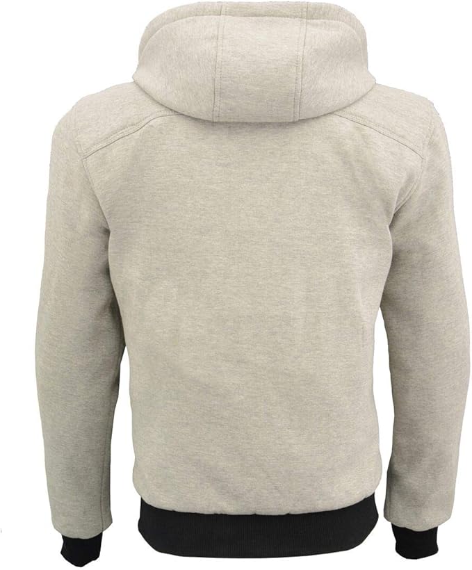 Milwaukee Leather MPM1788-SILVER-2X Zippered Hoodie men's With CE Approved Removable Reinforced Shoulder & Elbows Pads (SILVER, 2X)