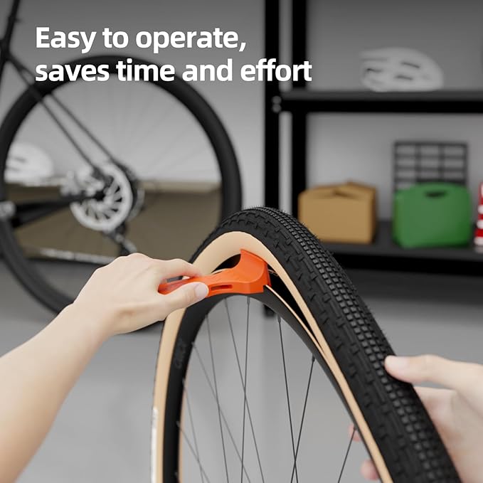 2-in-1 Bike Tire Levers Tool Kit - Ultra Strong Portable Tire Removal Crowbar for Road & Mountain Bikes - Durable Bicycle Tire Repair Tools, Easy Install/Remove for Standard Tires Orange