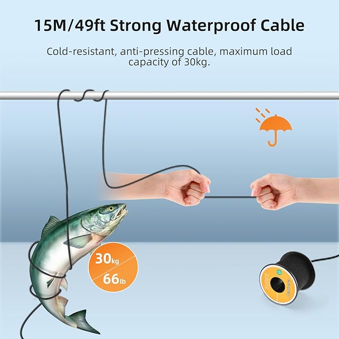 Eyoyo 水中釣りカメラ 7インチ液晶モニター 魚群探知機 防水 1000TVL 釣りカメラ 12個の赤外線ライト 湖、ボート、氷釣り用