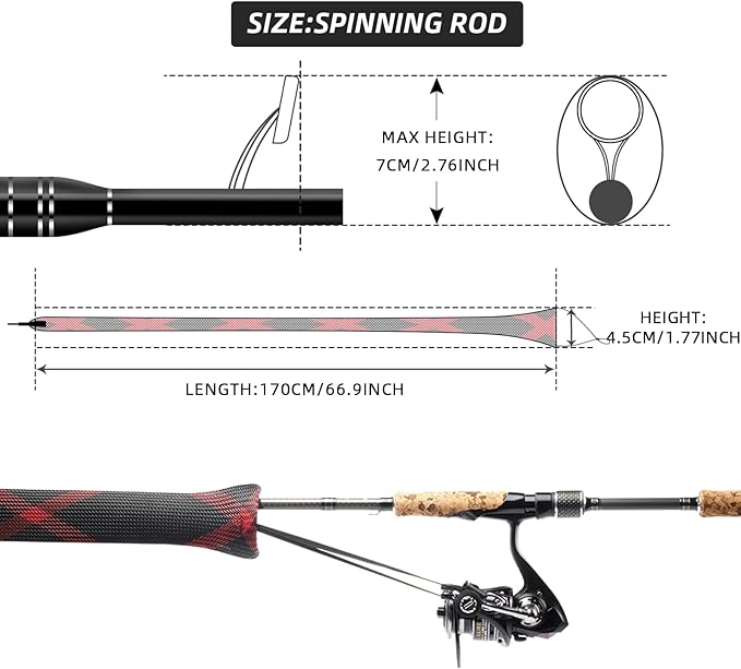 SF Fishing Rod Sock Fishing Rod Sleeve Rod Cover Braided Mesh Rod Protector Pole Gloves Fishing Tools for Spinning Fishing Rod,Casting Rod,Musky Rod, Ice Rod, Fly Rod, Spey Rod