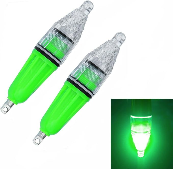 8-Pack Underwater Light Green Color 4.73 inch Deep Drop LED Light Waterproof Flashing Fishing Light Attractive Light Bait Lure Lamp
