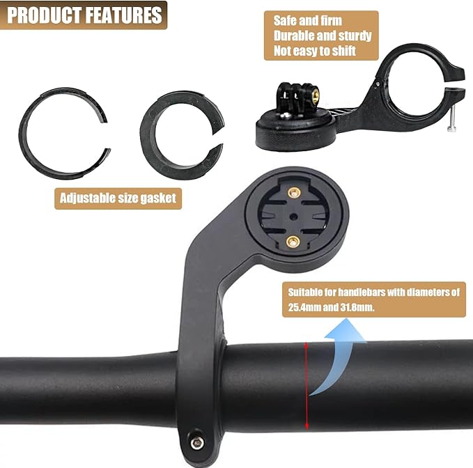 Out Front Bike Mount Compatible with Garmin Edge 540 530 520 510 500 200 130 20 25 800 810 820 830 840 1000 1040 1030 1050 Plus Explore 2 XOSS G/G+ GPS Computer MTB Cycling Handlebar Holder