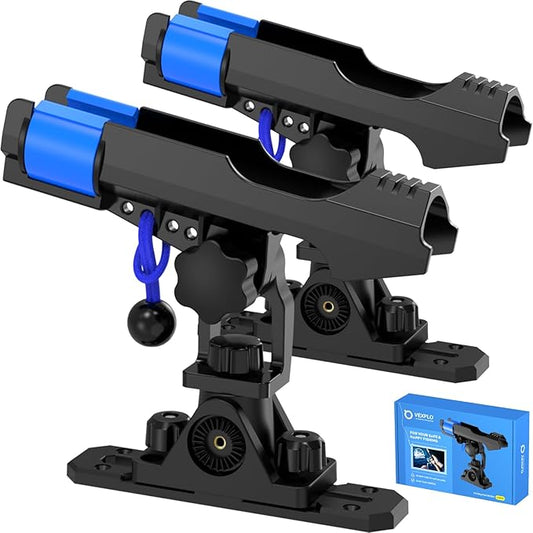 Fishing Rod Holders for Boat Kayak with Dual-Lock Bungee System, Ultra-Stable Dual T Bolt Base Fishing Pole Holders, Universal Top/Side Track & Deck Mount for Boats, Canoe & Kayaks