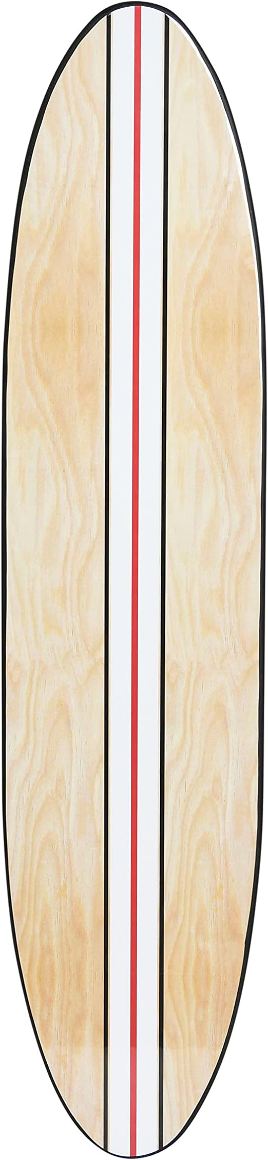 Creative Co-Op Coastal Decorative Surfboard Wall Décor, White Stripe Overlaid On Natural Wood, Hangs Vertical or Horizontal