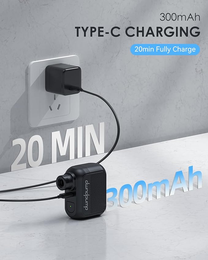 dwndpump Mini Bike Pump, Electric Bike Tire Pump Max 100 PSI, Portable Bike Air Pump with Presta and Schrader Valve, for Road Bikes (No Pressure Gauge)