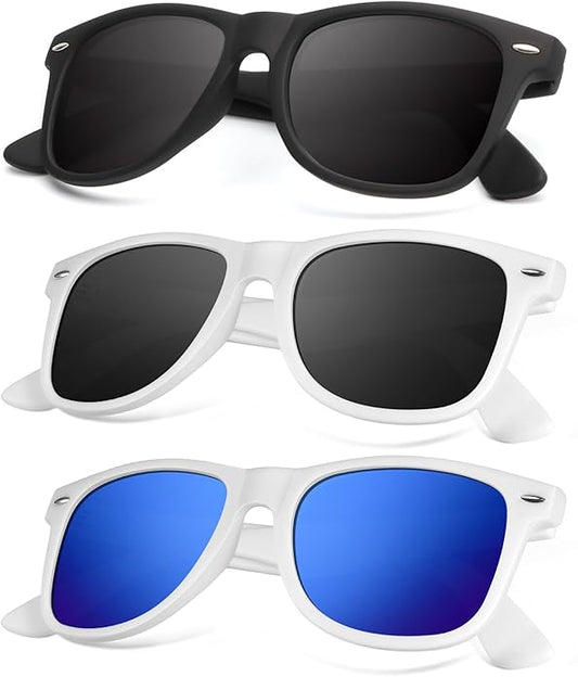 KALIYADI Polarized Sunglasses for Men and Women Matte Finish Sun glasses Color Mirror Lens UV Blocking (3 Pack)