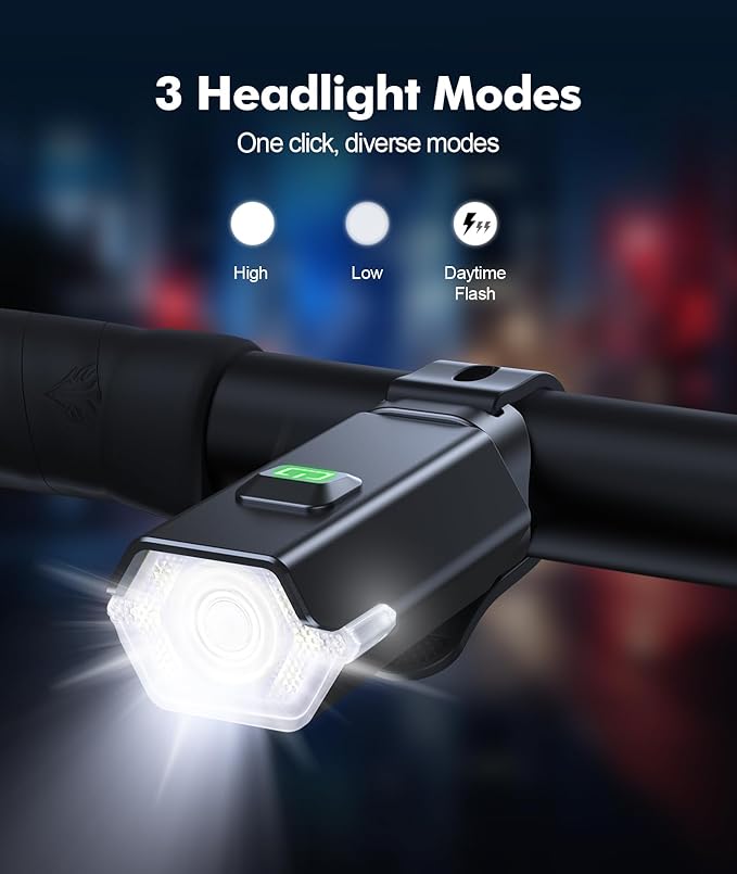 Zewdov High Lumen Super Bright Bike Lights for Night Riding, Adjustable Modes Bicycle Lights Front and Rear, Rechargeable & IP65 Waterproof Bike Headlight and Taillight Set for Cycling Electronics
