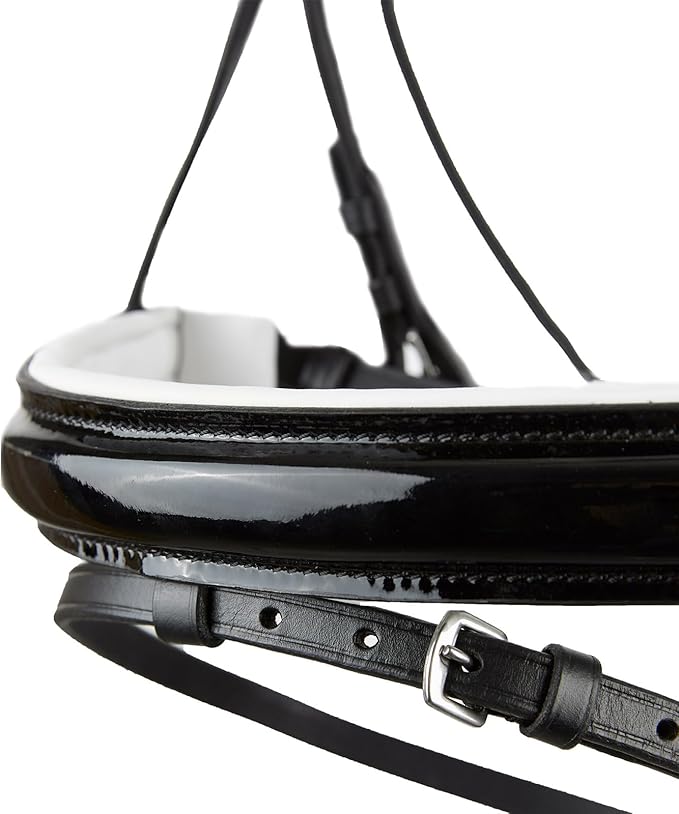 HORZE Grayson Classic Leather Ergonomic Snaffle Dressage Bridle with Detachable Flash