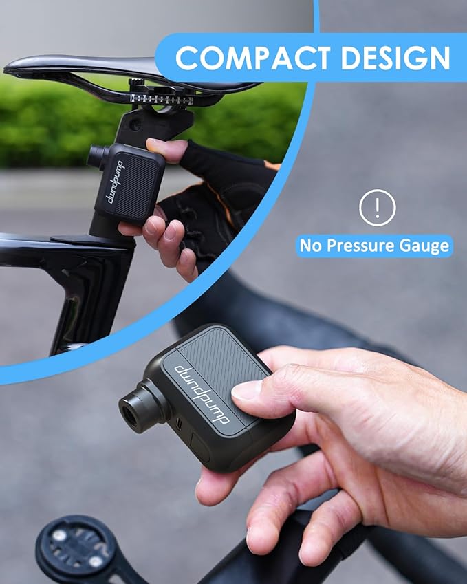 dwndpump Mini Bike Pump, Electric Bike Tire Pump Max 100 PSI, Portable Bike Air Pump with Presta and Schrader Valve, for Road Bikes (No Pressure Gauge)