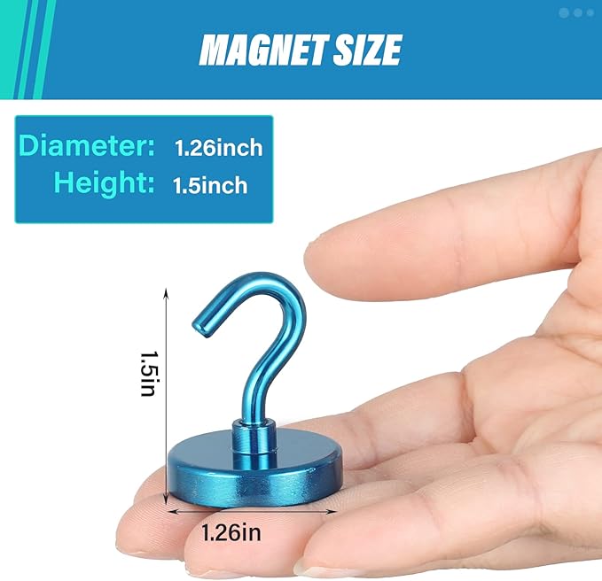 Neosmuk Magnetic Hooks, Heavy Duty 130lb+ Strong Magnet Hook for Cruise Cabins, Cruise Ship Essentials for Hanging, Metal Wall Refrigerator Hangers (RoyalBlue, 10 Pack)