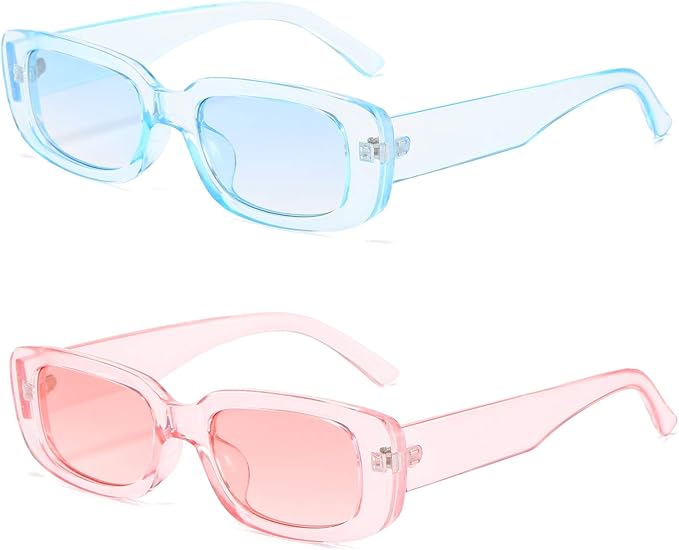 BUTABY Rectangle Sunglasses for Women Retro Driving Glasses 90’s Vintage Fashion Narrow Square Frame UV400 Protection