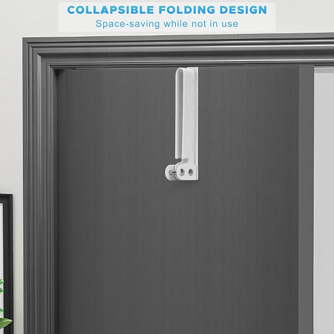 FYY Over The Door Hooks Hanger, 1 Pack Collapsible Folding Over The Door Organizer Rack Space Saving Hanging Storage Hanger for Clothes, Coats, Towels for Bedroom Bathroom White-1PCS 6.02 inch