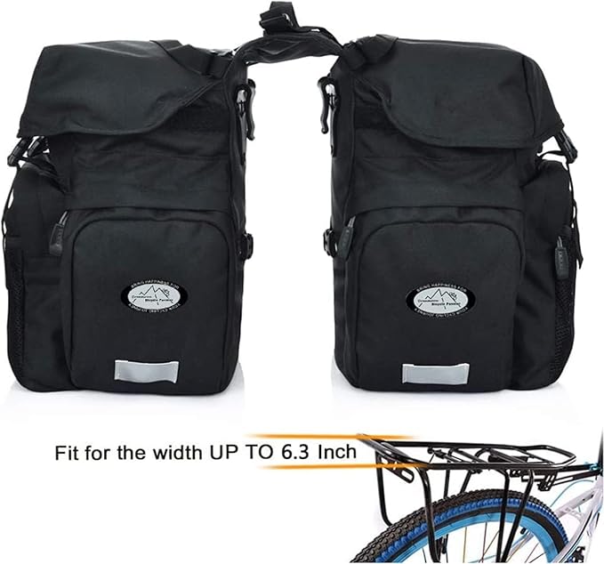 50L Panniers Bike Bags, Waterproof Bike Panniers Made of High-Density 600D Polyester for Durable Use, Bike Saddle Bag come with Reflective Trim and Rain Cover, Easy Organize in 7 inch Rack