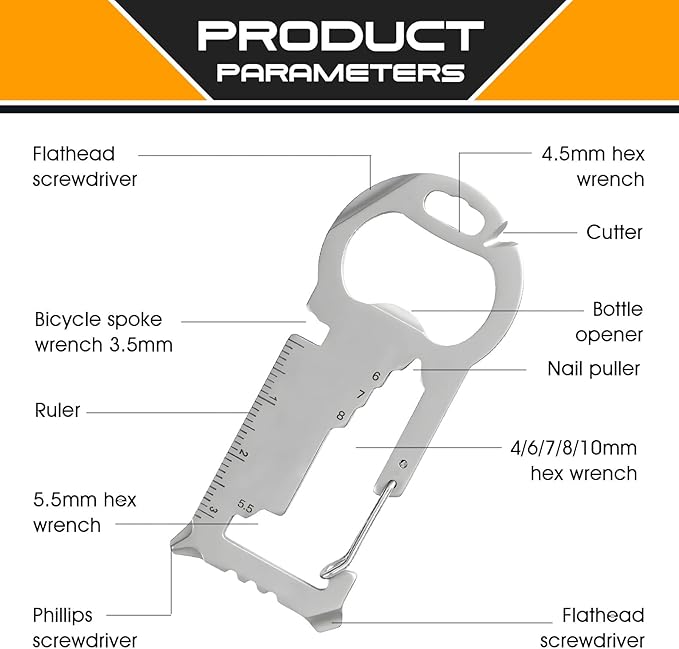Father's Day Gifts for Dad from Daughter Son, Keychain Multi-tool 12 in 1 Pocket Gadgets Tools Bottle Opener Screwdriver, EDC Tool Key Ring Anniversary Birthday Gifts for Men Him (Trophy)