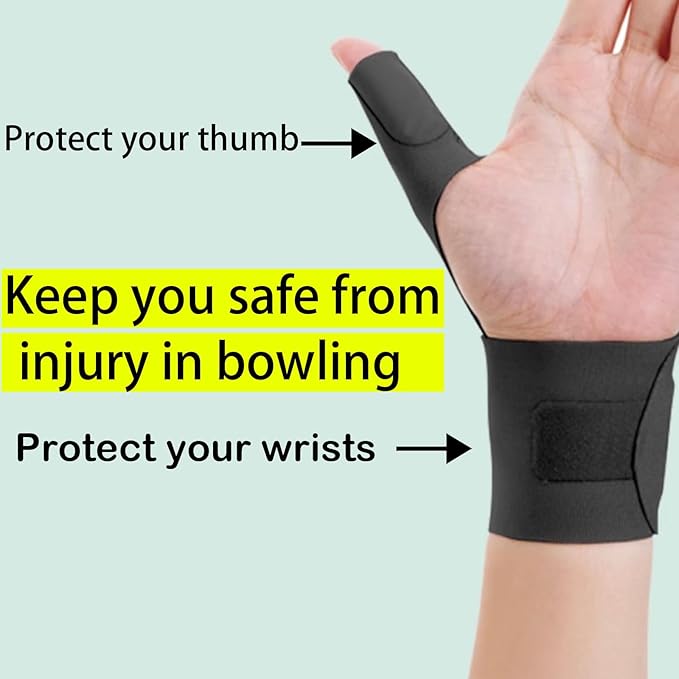 Bowling Wrist Brace Right Hand – Compression Support Glove for Men & Women with Thumb Protection – Bowling Glove for Injury Prevention, Better Release, Stability, Black Right Hand Glove