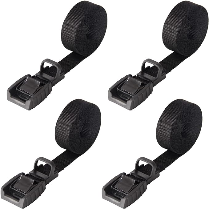Mind and Action 16 Ft Sturdy Tie Down Strap Lashing Strap with Rubber Padded Cam Lock Buckle,for Car Roof Rack,Kayak Canoe SUP Surfboard Tie Down,Boat Trailer Tow Straps(4 Pack)