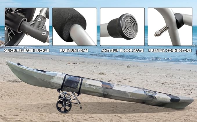 LIBOSULV Kayak cart,Folding Lightweight and Portable Paddleboard Canoe,Fishing Kayak Carrier