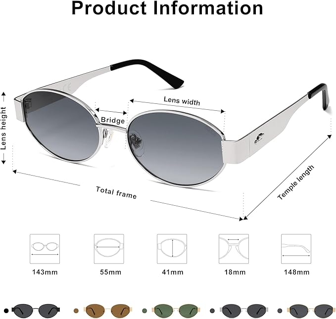 SOJOS Retro Oval Sunglasses for Women Trendy Classic Shades UV400 Protection SJ1256