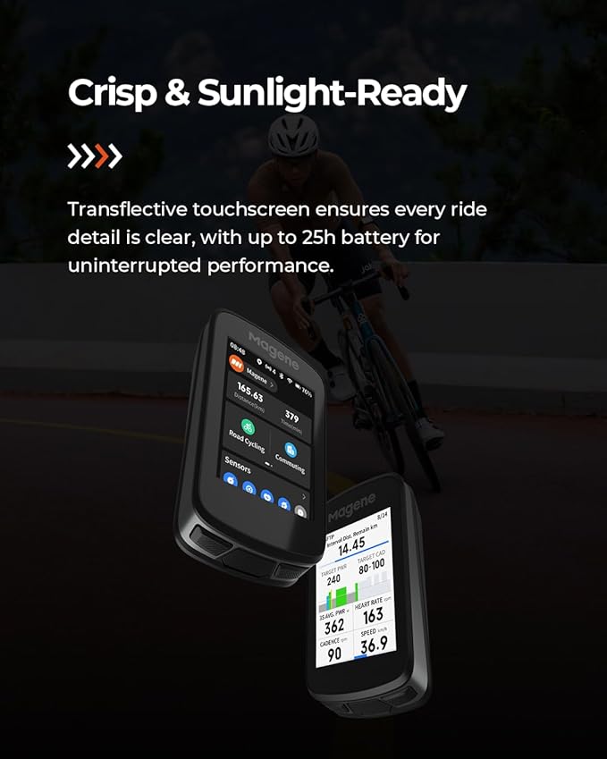 Magene C606 Pro GPS Bike Computer – 2.8" Transflective Touchscreen, 25Hr Battery, Map Navigation, Climb Pro, Live Segments, ANT+/Bluetooth Cycling Computer