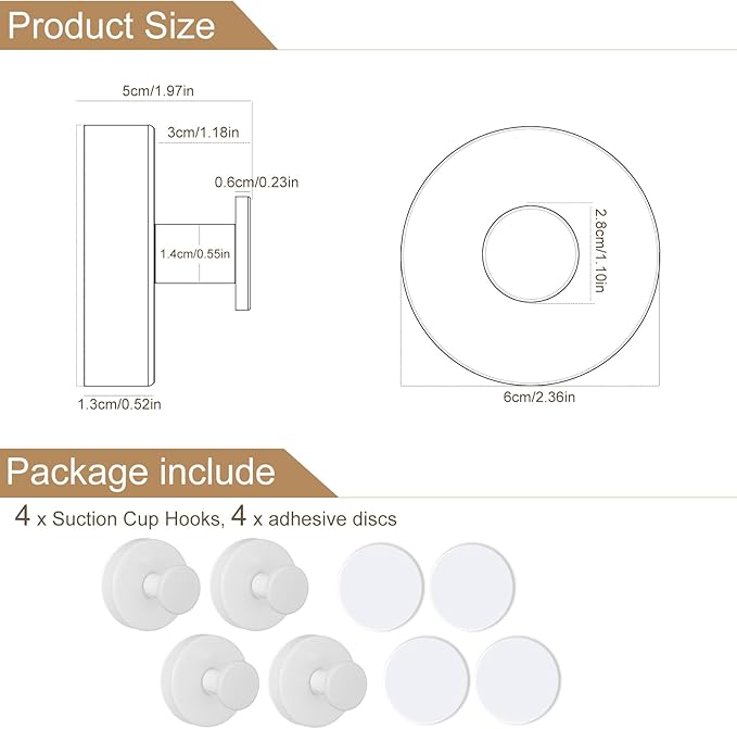 ZESLMG White Suction Cup Hooks for Glass Window, Shower Hook for Inside Shower, Removable Towel Hooks for Bathroom Kitchen Wall Glass Door, Wreaths Loofah Suction Hook for Hanging, 4 Pack